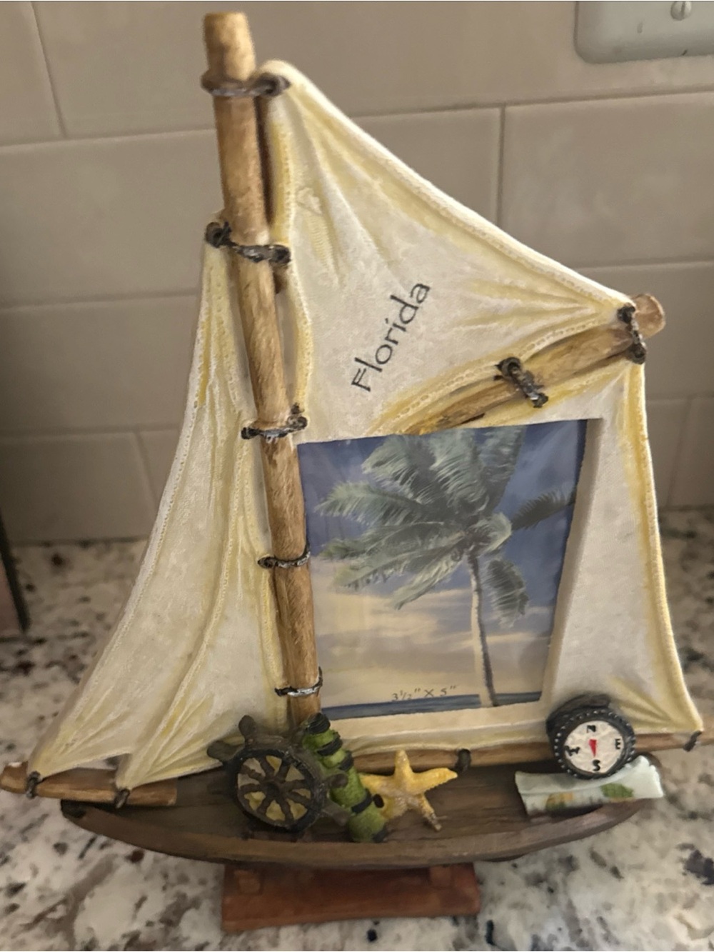 Florida Sailboat Photo Frame - White Sail Home Accent